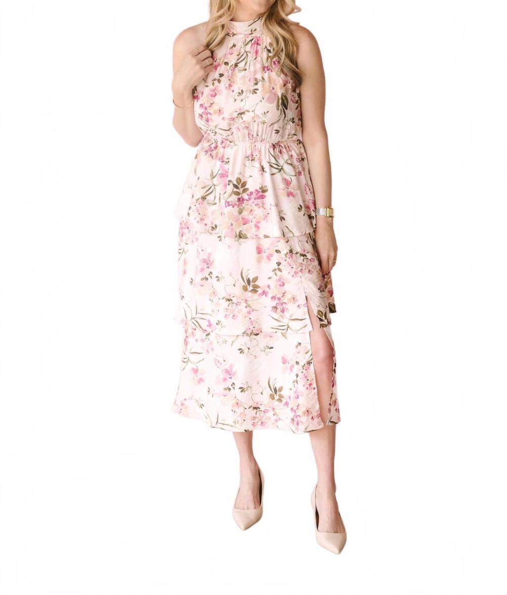 NEW GILLI floral midi dress in pink multi